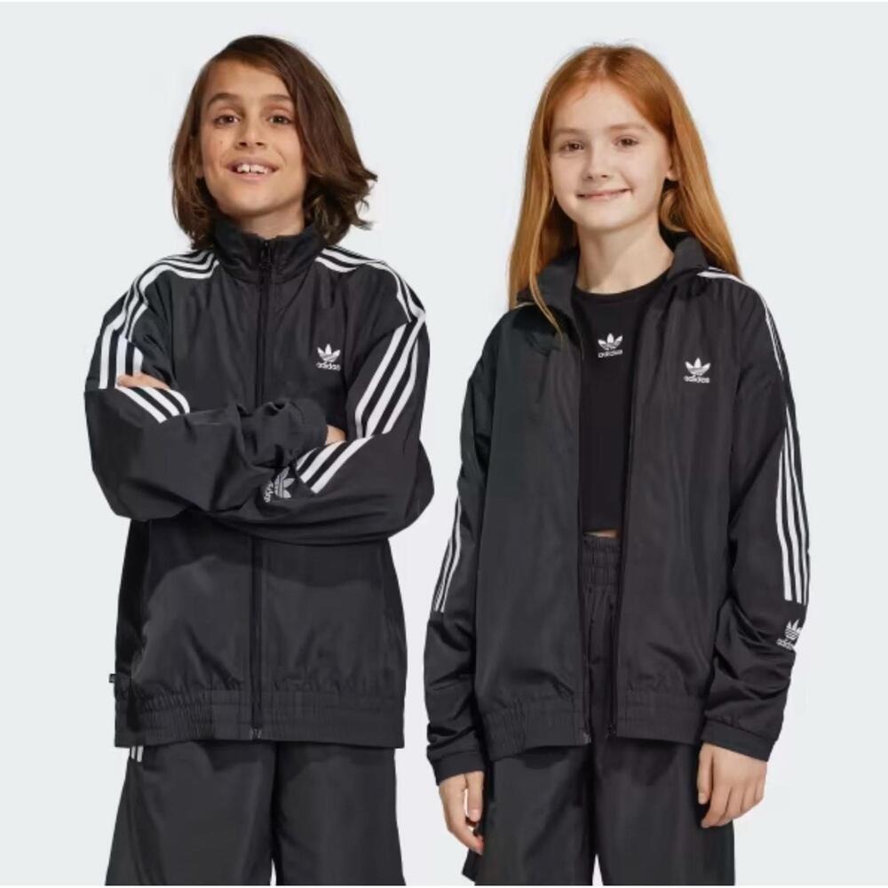 Vintage Adidas Jacket Youth XL Windbreaker Y2K Color Black‎